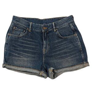 Allsaints Helena High Waist Indigo Blue Denim Shorts Summer Festival Size 31